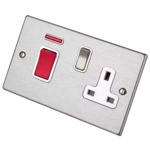 Hartland Stain Steel 45A 2 Pole Switch Neon 13A Switched