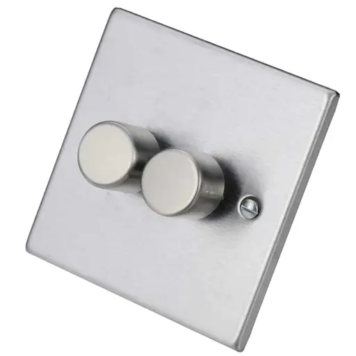 Hartland Stain Steel 2 Gang 100W LED 2 Way Dimmer