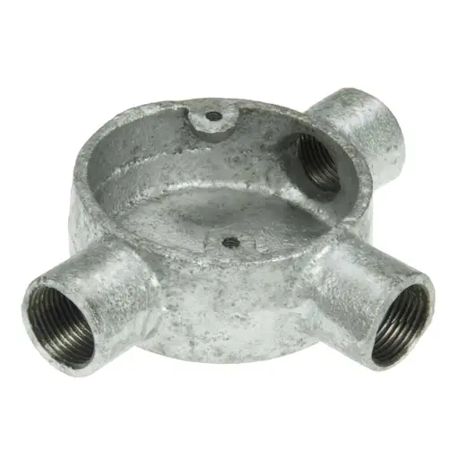 Niglon 20mm 3 Way Tee Galvanised Conduit Box x1