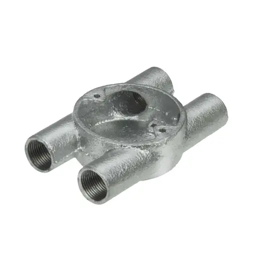 Niglon 25mm 4 Way H Through Galvanised Conduit Box x1