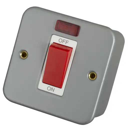 Click Essentials 45A DP 1 Gang Switch with Neon Metal Clad