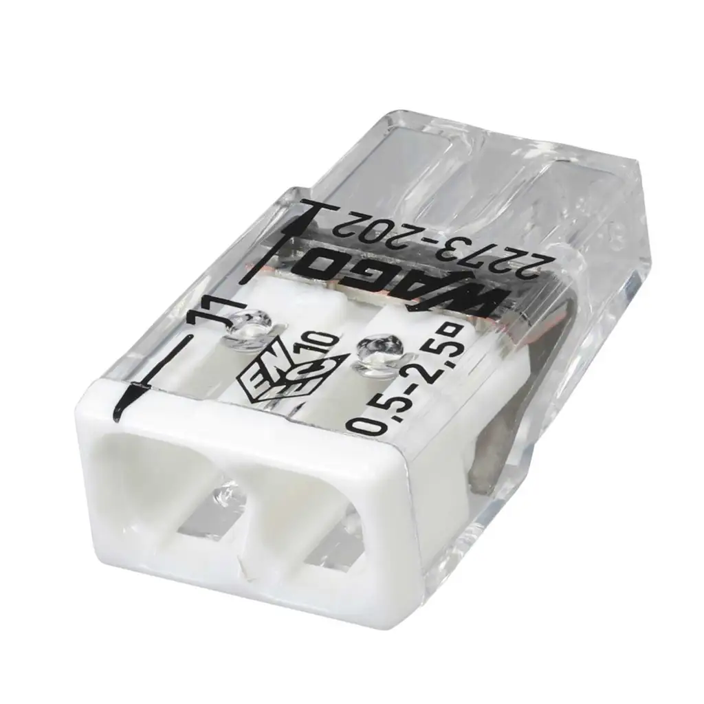 Wago 24A Compact 2 Way Connector Terminal Block White (Pack of 100)