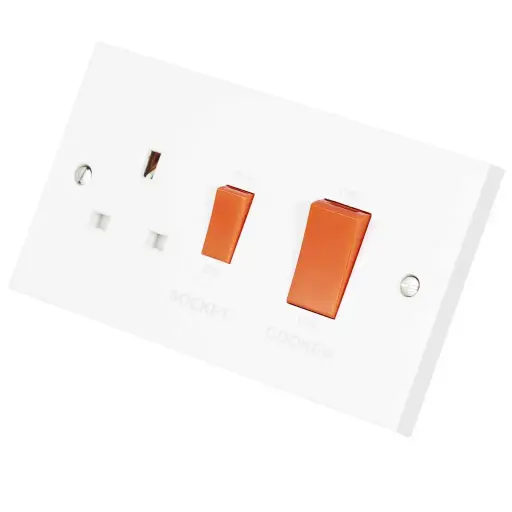 [PRW204] Click 50A Cooker Switch with 13A Socket Outlet Double Pole Switched    