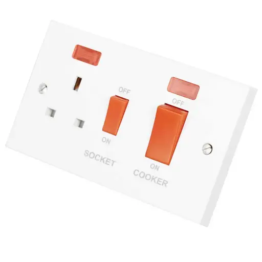 [PRW205] Click 50A Cooker Switch with 13A Socket Outlet Double Pole Switched with Neon  13.93 