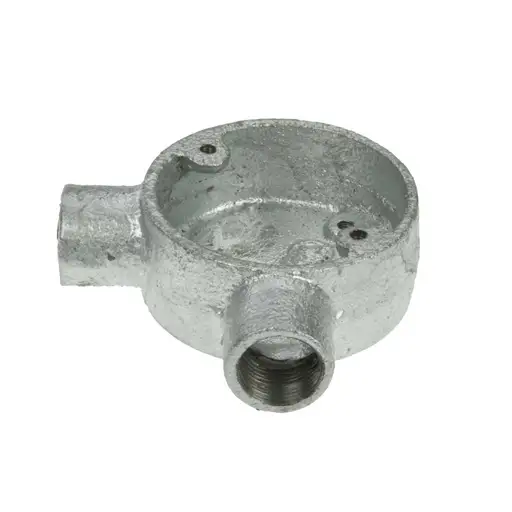 [CBA25G] Niglon 25mm 2 Way Angle Galvanised Conduit Box x1