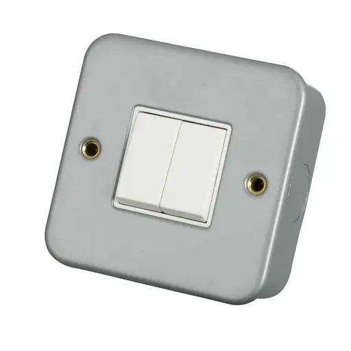 [CL012]  Click 10A 2 Gang 2 Way Light Switch Metal Clad